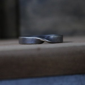JULES Ring Sterling Silver Mobius Ring, Brushed Oxidized Finish image 1