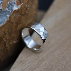 HONOR Ring - Hammered Sterling Silver Ring, 6mm wide