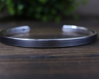 ALEX Bracelet - Brushed Oxidized Sterling Silver Cuff Bracelet