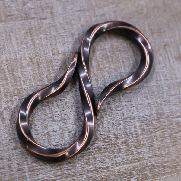 Twisted Copper Key Ring Holder with Oxidized Finish