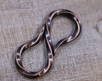 Twisted Copper Key Ring Holder with Oxidized Finish