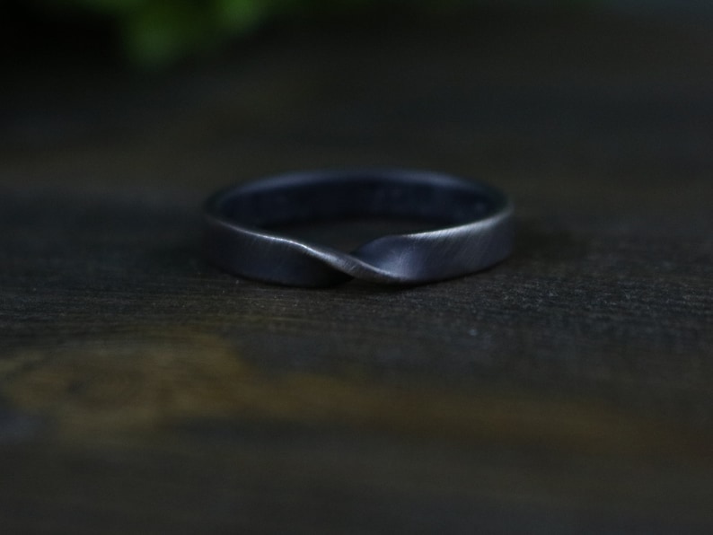 JULES Ring Sterling Silver Mobius Ring, Brushed Oxidized Finish image 10