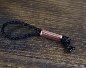 Paracord Zipper Pull (multiple color options) with Copper Bead - Copper Tube Bead with Bright Polished Finish