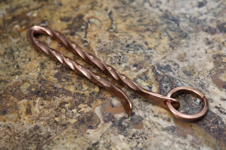 Key Ring Holder Twisted Copper Hook and Split Ring With Etsy