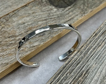 GUDERIAN Cuff Bracelet - Bright Polished Hammered Sterling Silver Cuff Bracelet