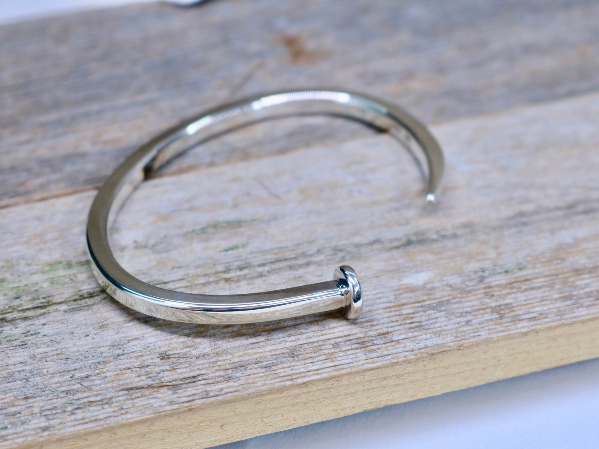 NAIL Bracelet Sterling Silver Nail Cuff Bracelet Etsy