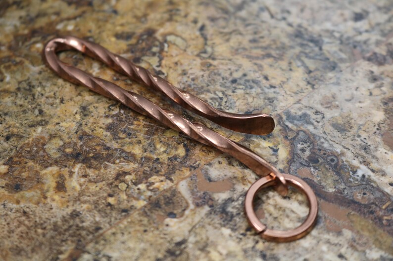 Key Ring Holder Twisted Copper Hook and Split Ring With Etsy