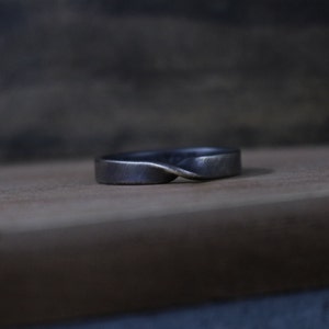 JULES Ring Sterling Silver Mobius Ring, Brushed Oxidized Finish image 9