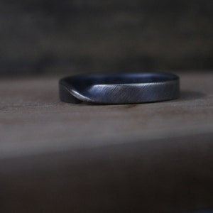 JULES Ring Sterling Silver Mobius Ring, Brushed Oxidized Finish image 3