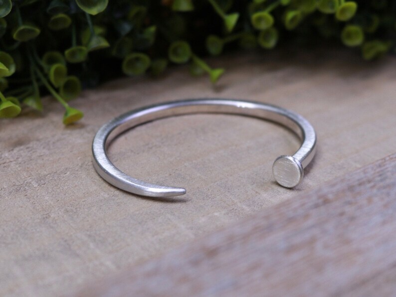 NAIL Bracelet Brushed Sterling Silver Nail Cuff Bracelet Etsy