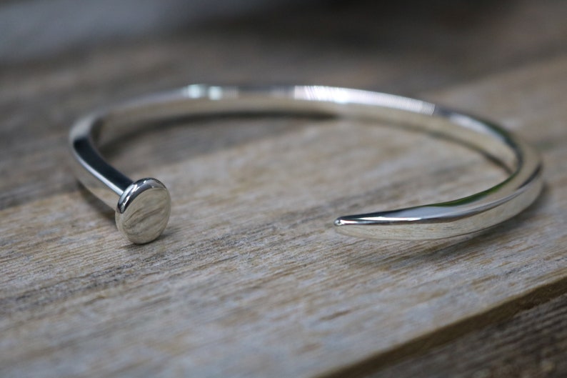 NAIL Bracelet Sterling Silver Nail Cuff Bracelet Etsy