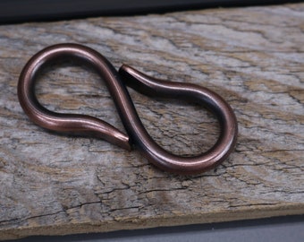 Copper S-Hook Key Ring Holder, Oxidized Finish