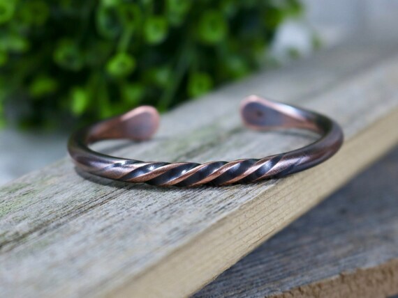 AVERY Bracelet Oxidized Copper Bracelet With Twisted Accent Etsy
