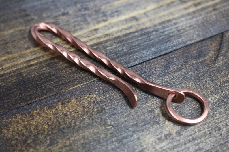 Key Ring Holder Twisted Copper Hook and Split Ring With Etsy