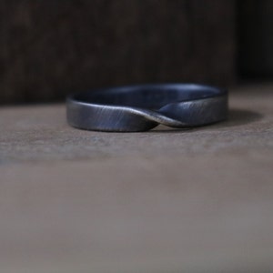 JULES Ring Sterling Silver Mobius Ring, Brushed Oxidized Finish image 7