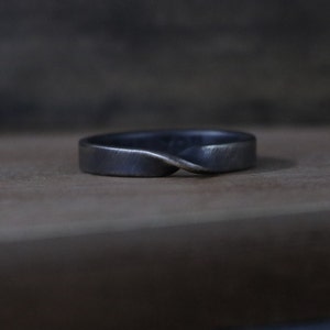 JULES Ring Sterling Silver Mobius Ring, Brushed Oxidized Finish image 5
