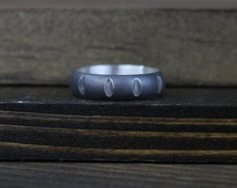 SYNYSTER Ring -  Oxidized Sterling Silver Low Dome Ring, 6mm wide, Half-Round Band, Wedding Band