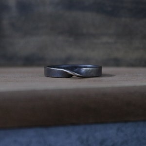 JULES Ring Sterling Silver Mobius Ring, Brushed Oxidized Finish image 8