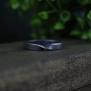 JULES Ring Sterling Silver Mobius Ring, Brushed Oxidized Finish image 4