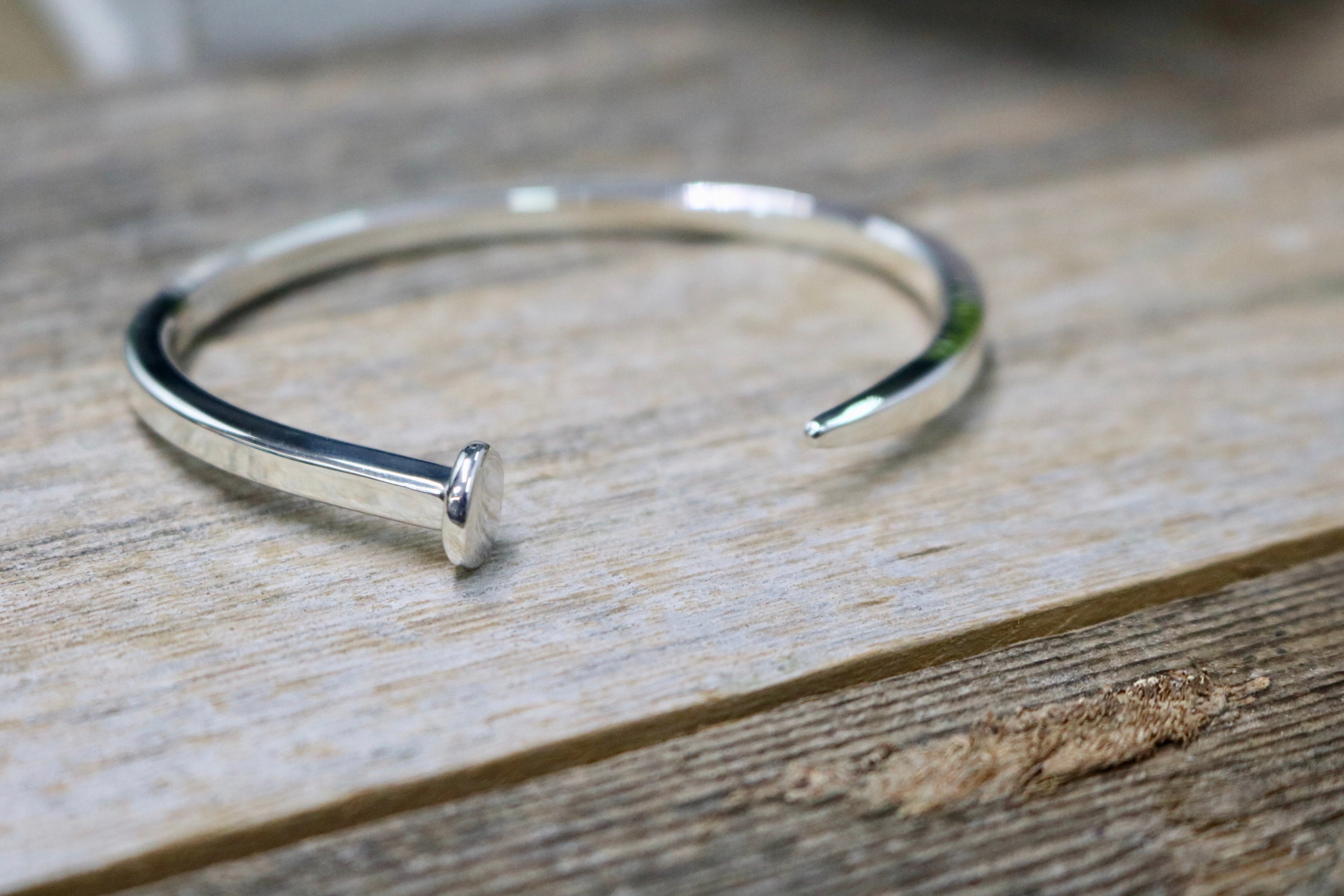 NAIL Bracelet Sterling Silver Nail Cuff Bracelet Etsy