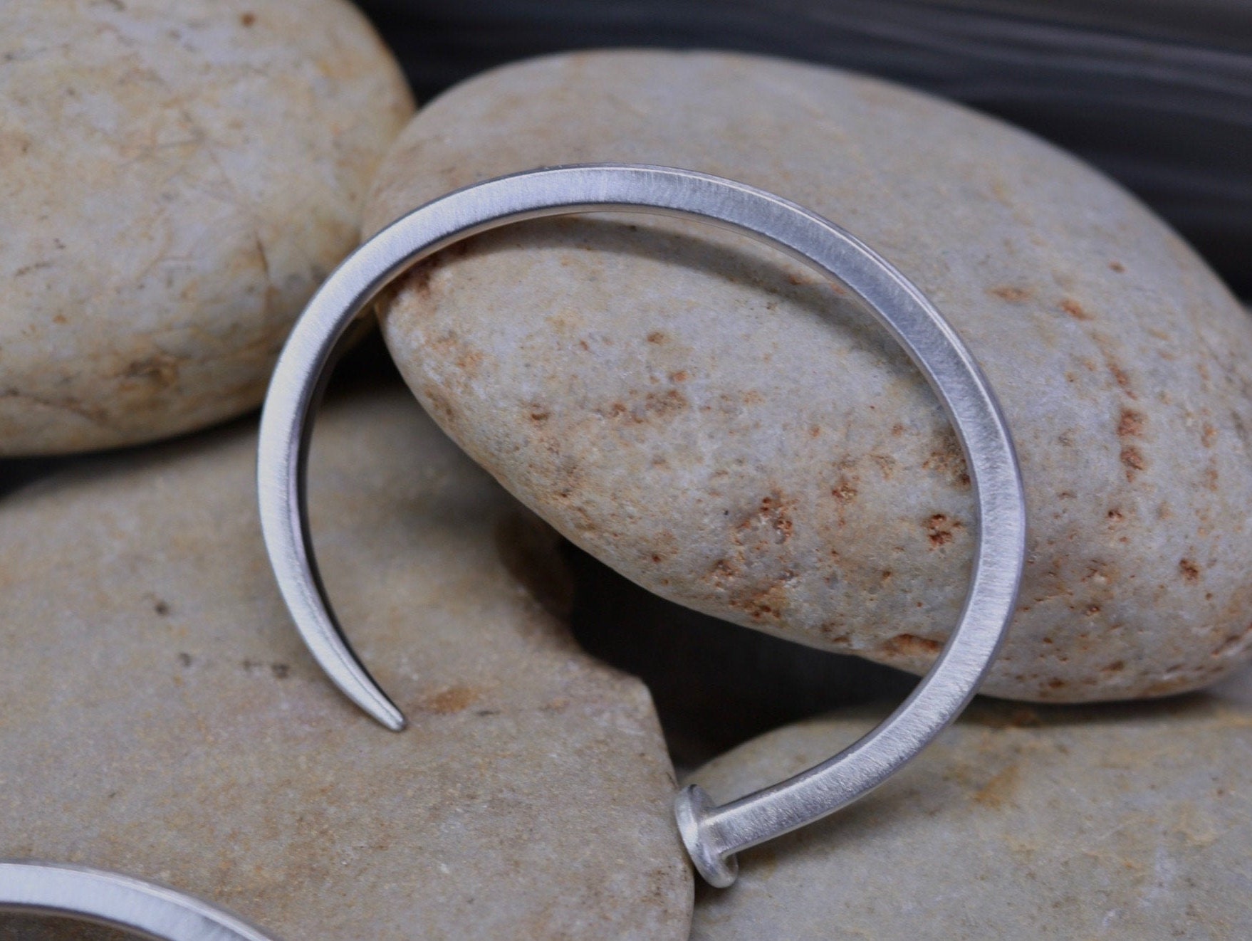 NAIL Bracelet Brushed Sterling Silver Nail Cuff Bracelet Etsy