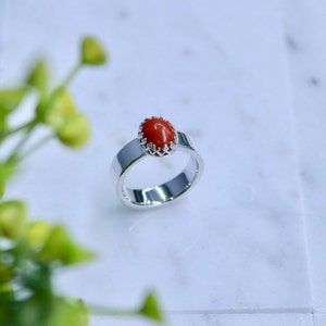 JASPER Ring - Sterling Silver 6mm Band w/ Red Jasper Cabochon setting