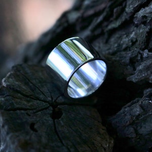 SLOAN Ring Wide Sterling Silver Ring Smooth Polished 14mm - Etsy