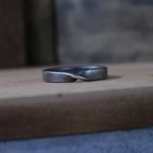 JULES Ring Sterling Silver Mobius Ring, Brushed Oxidized Finish image 6