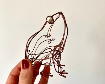 Adorno de rana de alambre hecho a mano martillado decoración artesanal plata naturaleza minimalista Baby Shower artesanía sapo cobre cuenta vidrio regalo tortuga pared