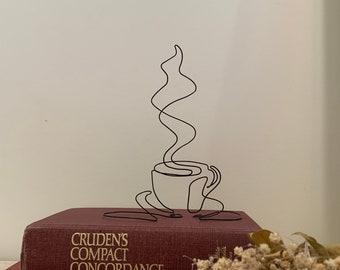 Wire Coffee Tea Cup Handmade drink hot chocolate caffeine espresso figure sculpture line drawing