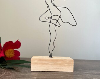 Wire Ballerina Dancing Sculpture Handmade Figurine Gift