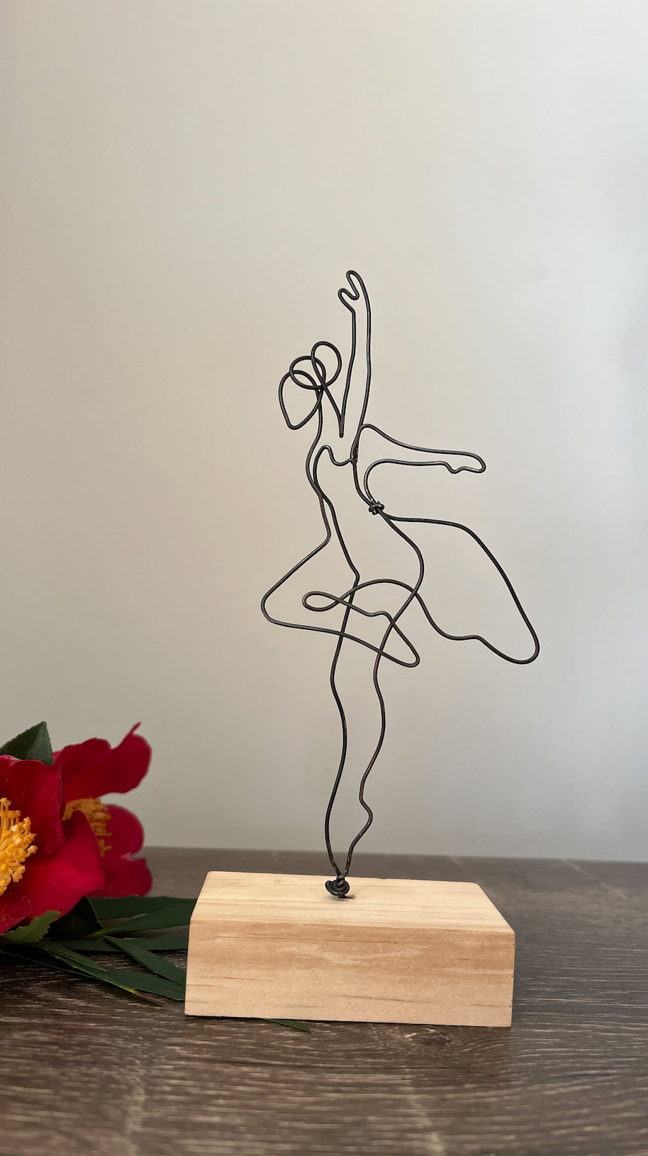 Wire Ballerina Dancing Sculpture Handmade Figurine Gift