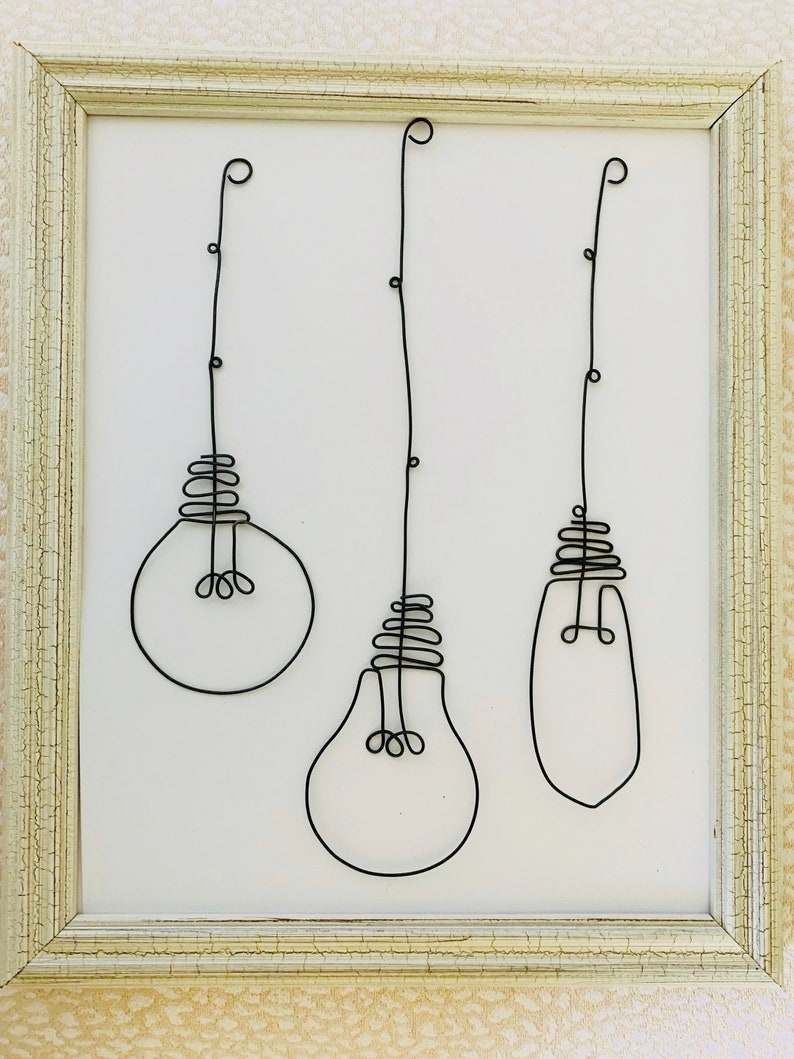 Wire Light Bulb Handmade Wall Art Metal Sculpture Decor | Etsy