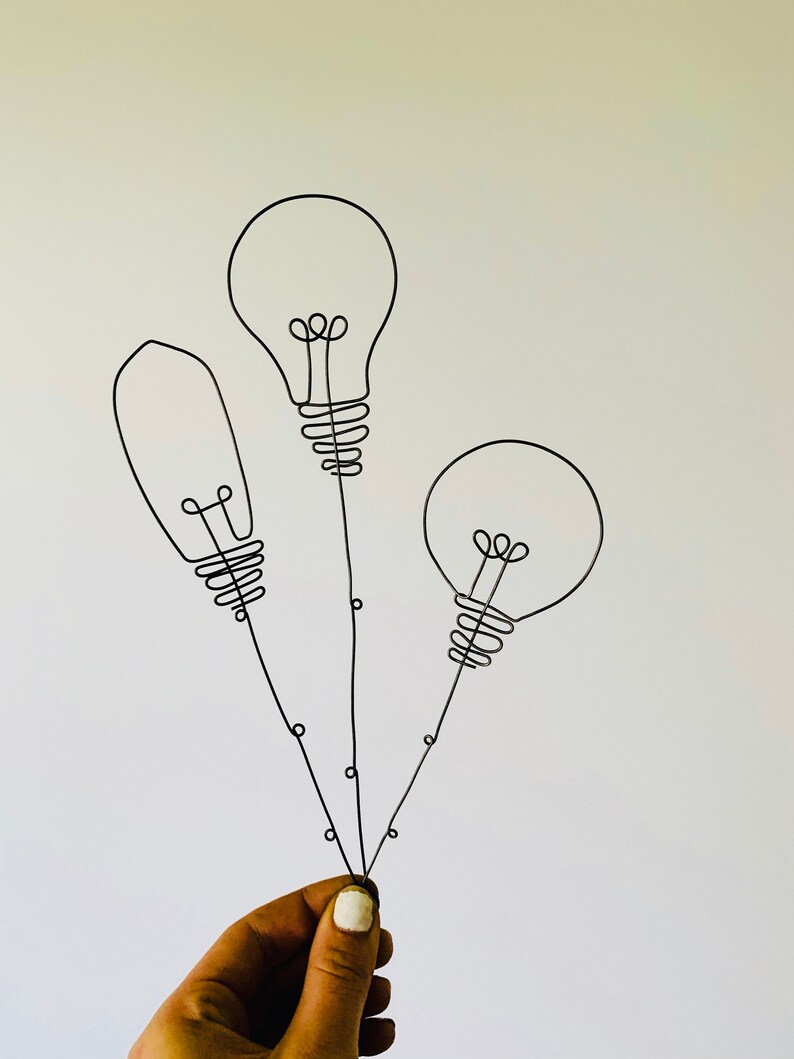 Handmade Wire Light Bulb Wall Art Metal Sculpture Decor | Etsy