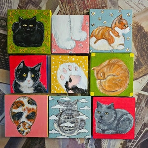 Cute Cat Mini Paintings for Cat Lovers