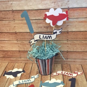 Airplane Centerpiece Sticks, Travel Party Decor, Airplane Theme Birthday Decor, Plane Party Centerpieces, Custom Centerpiece, Airplane Theme