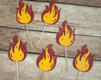 Decoraciones para cupcakes de bomberos - Fiesta de bomberos, ¡Alto, tírate y diviértete!, ¡Suena la alarma!