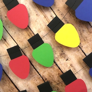 Christmas Lights Garland, Holiday Decoration Paper Garland, Paper Strung Banner, Christmas Light Paper Garland