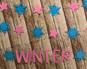 Winter Onederland Garland Star and Snowflake Birthday Decor Onederland Theme 1st Birthday Decor Snow Theme Custom Party Decor First Birthday