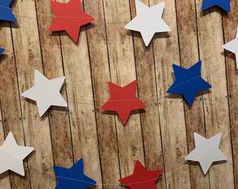 Patriotic Star Garland - Red White and Blue, 4th of July, USA