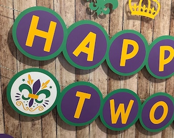 Happy Fat TWOsday Banner - Mardi Gras Birthday