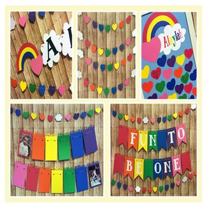 Custom Birthday Decorations, Rainbow Decoration Set, Rainbow Birthday Party, Rainbow Theme Party, Custom Decor, Personalized Birthday Decor