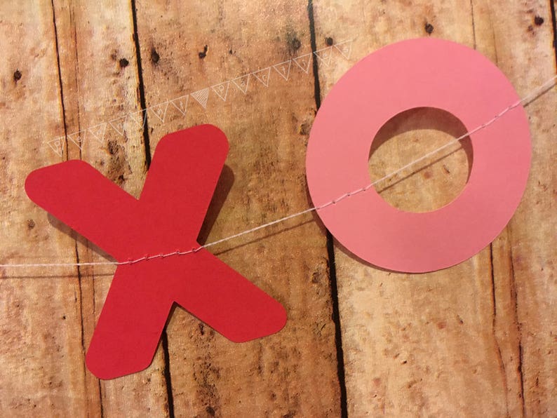 Valentines Sale XO Valentines Decorations Red and Pink Party Decor XOXO Banner X's and O's Garland Valentines Decor Hugs & Kisses Valentines image 2