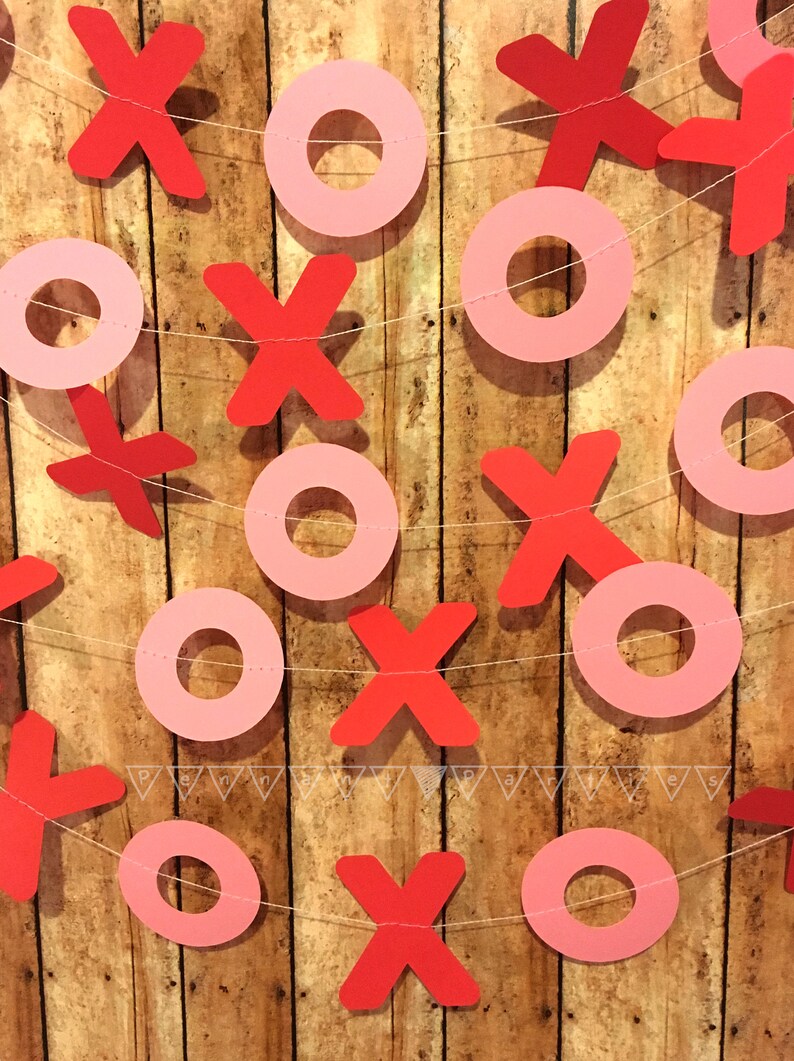 Valentines Sale XO Valentines Decorations Red and Pink Party Decor XOXO Banner X's and O's Garland Valentines Decor Hugs & Kisses Valentines image 5