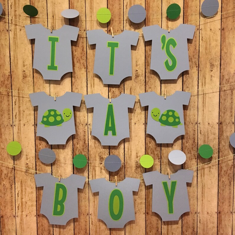 Baby Name Banner It/'s a Boy Outfit Banner Turtle Baby Shower Decorations Turtle Baby Shower Banner Turtle Name Banner Turtle Nursery