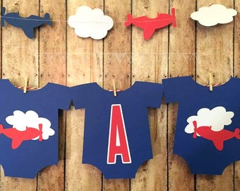 Airplane Baby Shower Decorations, Plane Baby Shower Banner, It's a Boy Baby Outfit Banner, Airplane Nursery Decoration, Travel Baby Shower