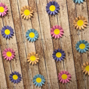Gerber Daisy Party Decor Daisy Garland Colored Daisy Banner Party Decorations Daisy Theme Baby Shower Daisy Flower Theme 3d paper flower