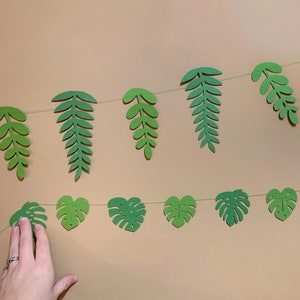 Leaf Paper Garland Fern Banner Plant Theme Party Decorations Botanical Baby Shower Jungle Party Tropical Leaf garland houseplant party image 6