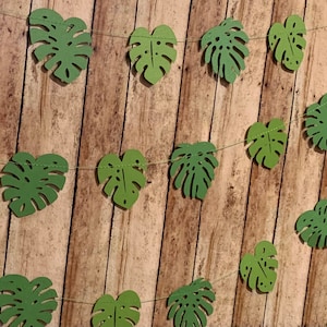 Monstera Paper Garland Leaf Banner Plant Theme Party Decorations Botanical Baby Shower Jungle Party Tropical Leaf garland houseplant party