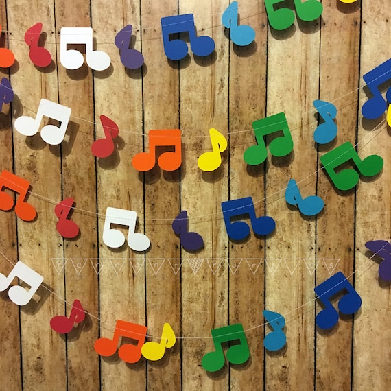 Music Note Party Decor Rainbow Music Garland Music Birthday Etsy